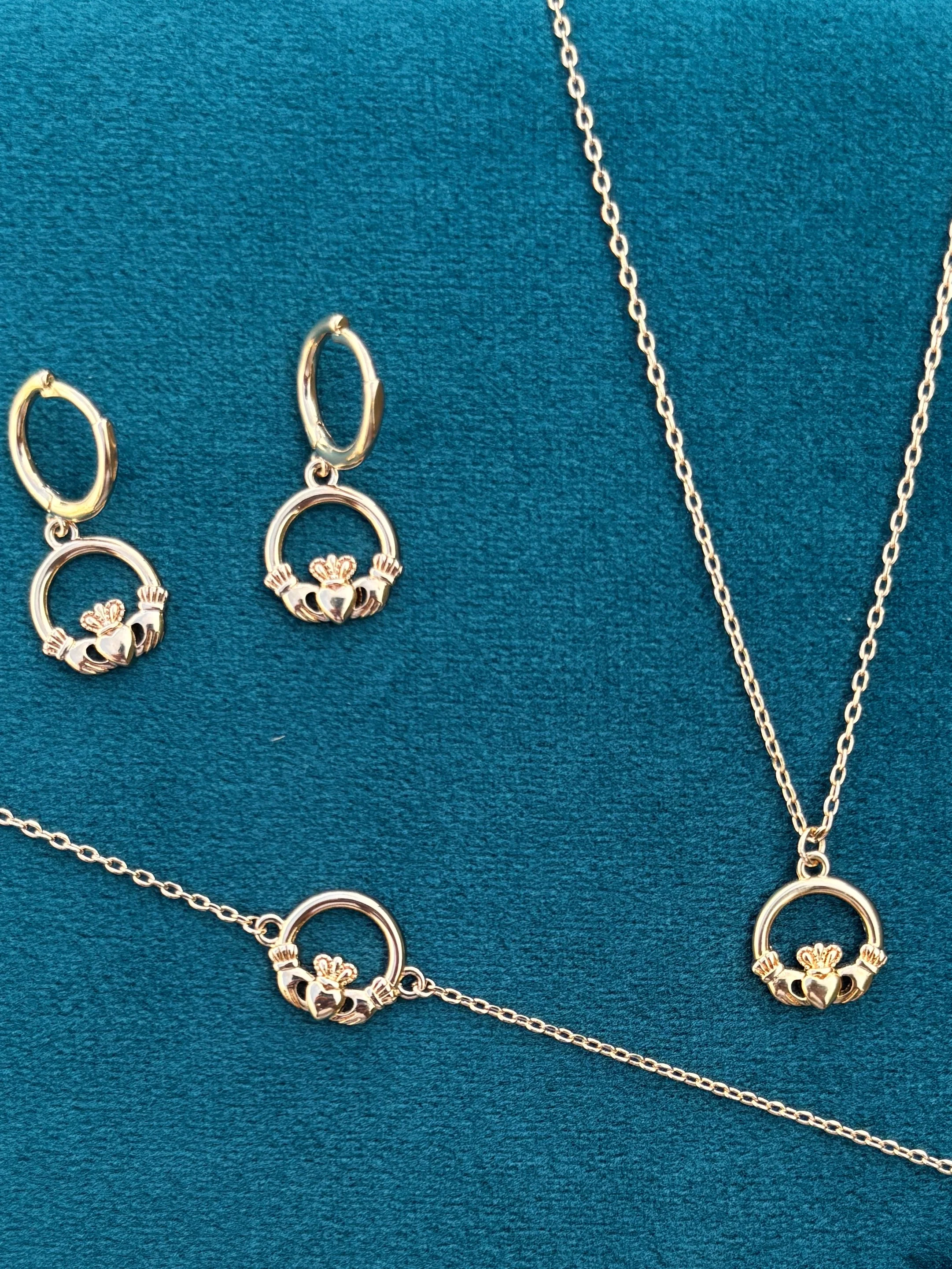18ct Gold Plated Claddagh Charm Earrings | Fiadh - Image 3