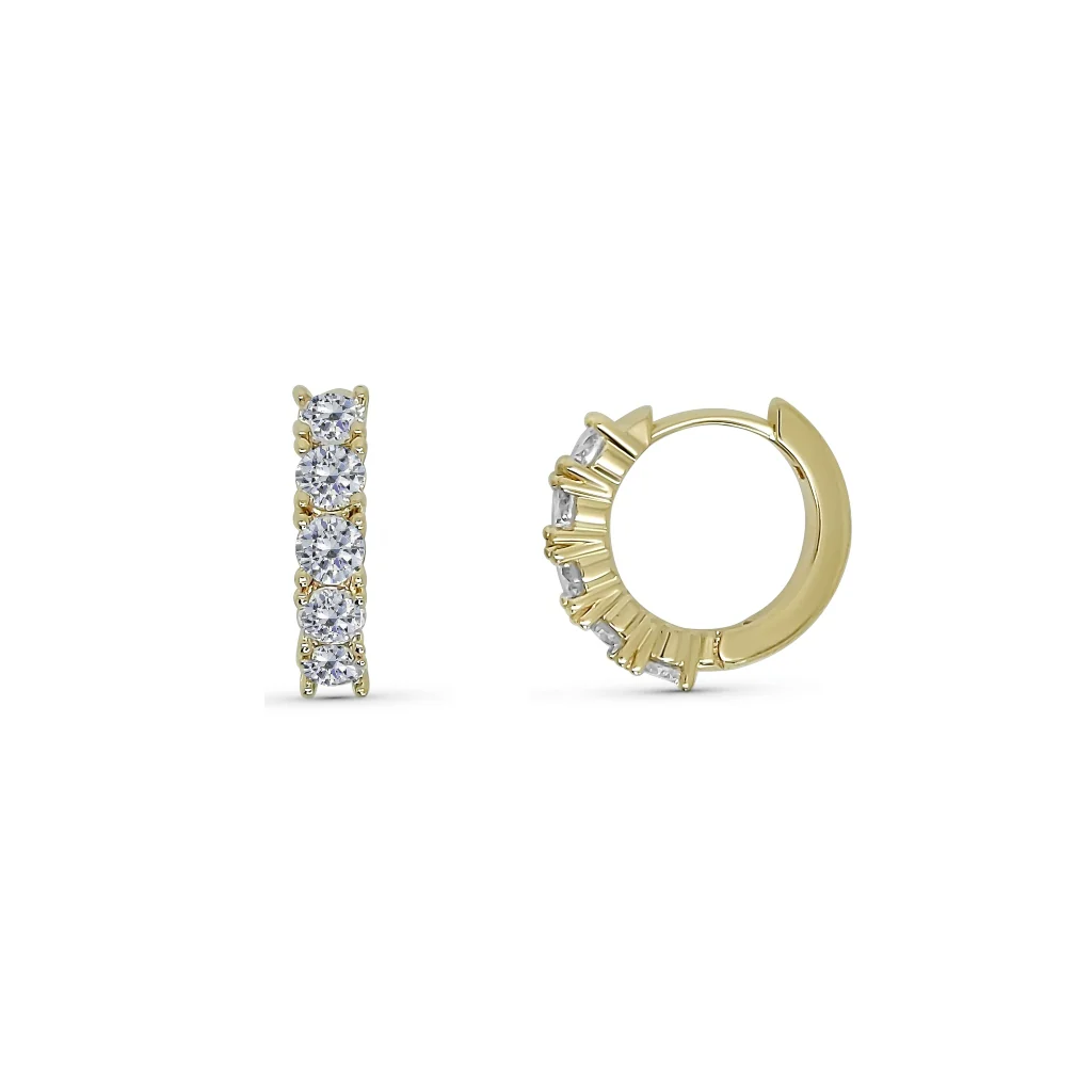 18ct Gold Plated Baguette Huggie Hoop Earrings | Alata - Image 5