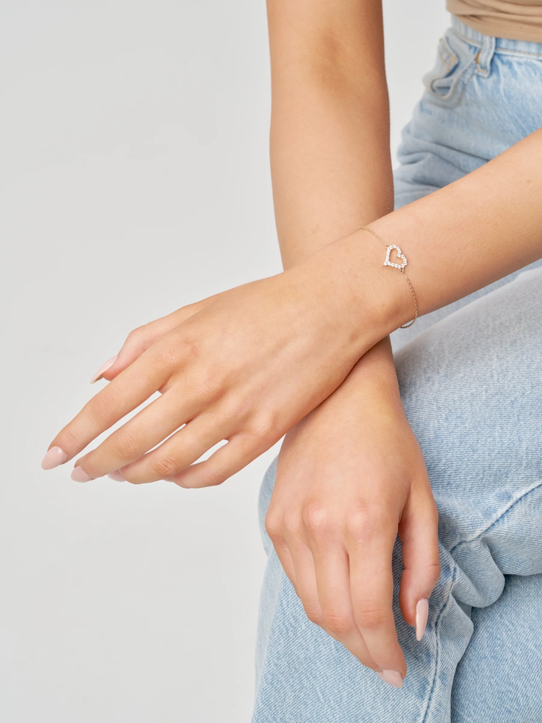 18ct Gold Plated Clear Stone Heart Bracelet | Bello - Image 4