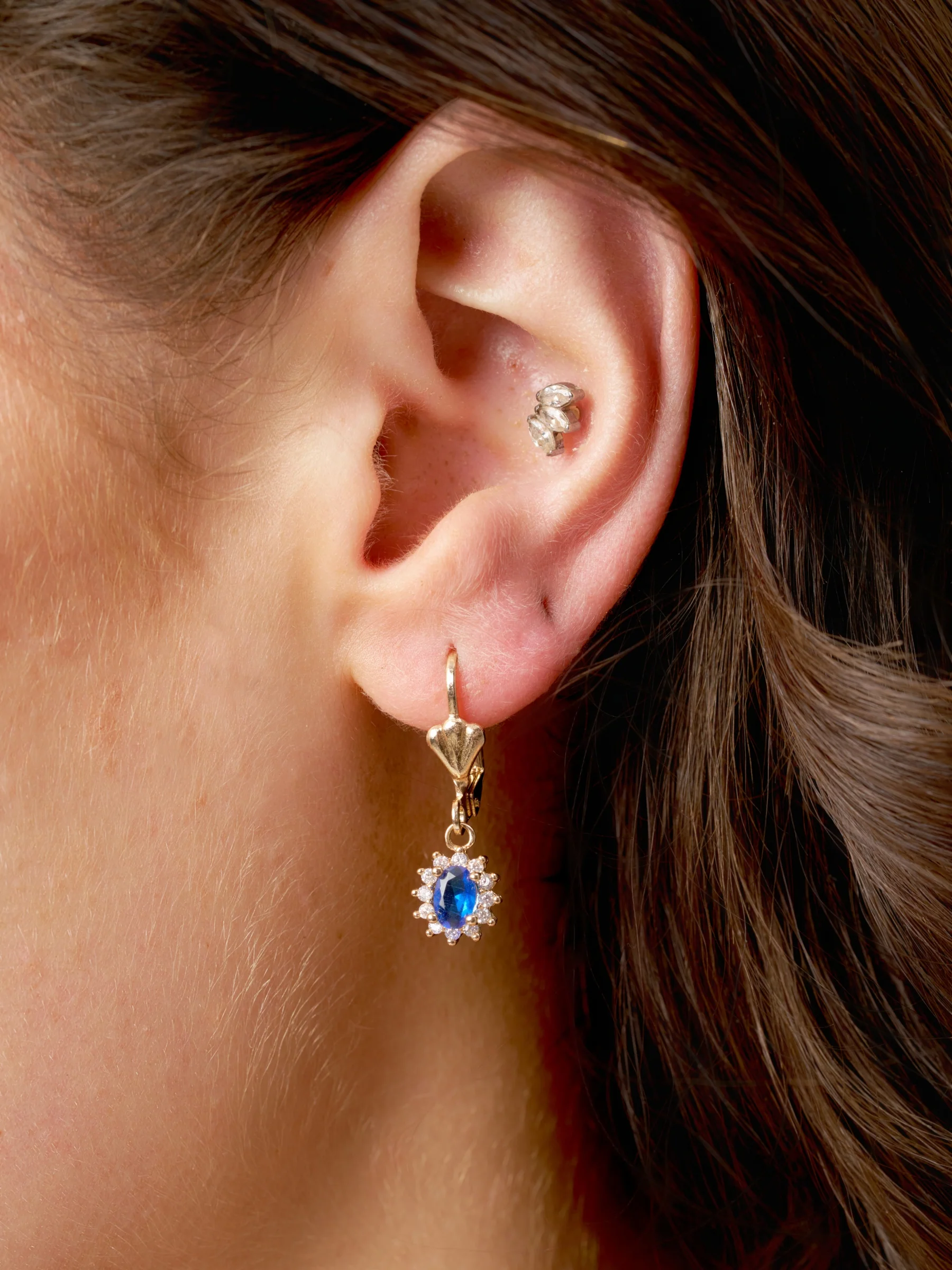 18ct Gold Plated Cluster Drop Earrings | Fleur - Image 3