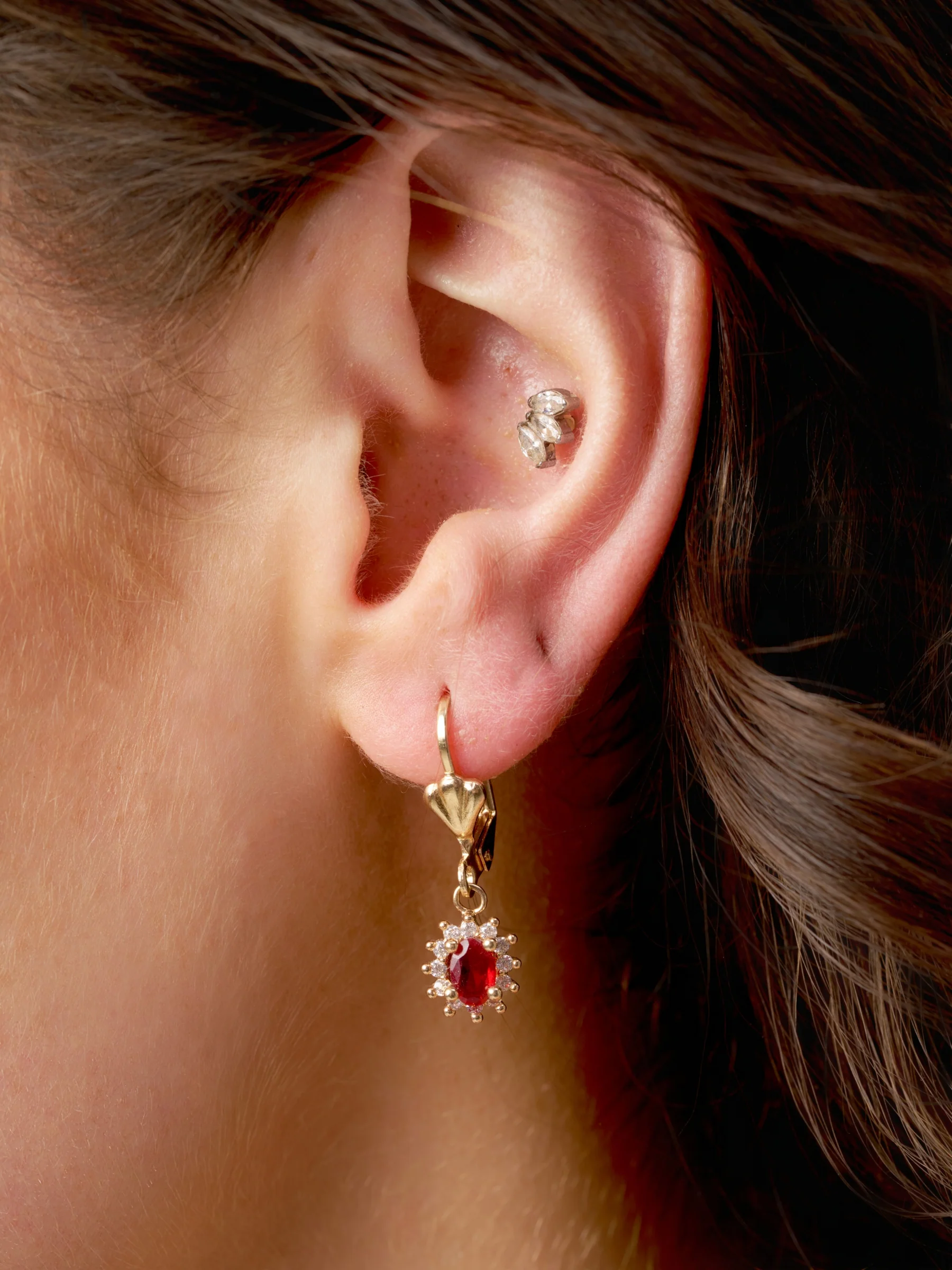 18ct Gold Plated Cluster Drop Earrings | Fleur - Image 5