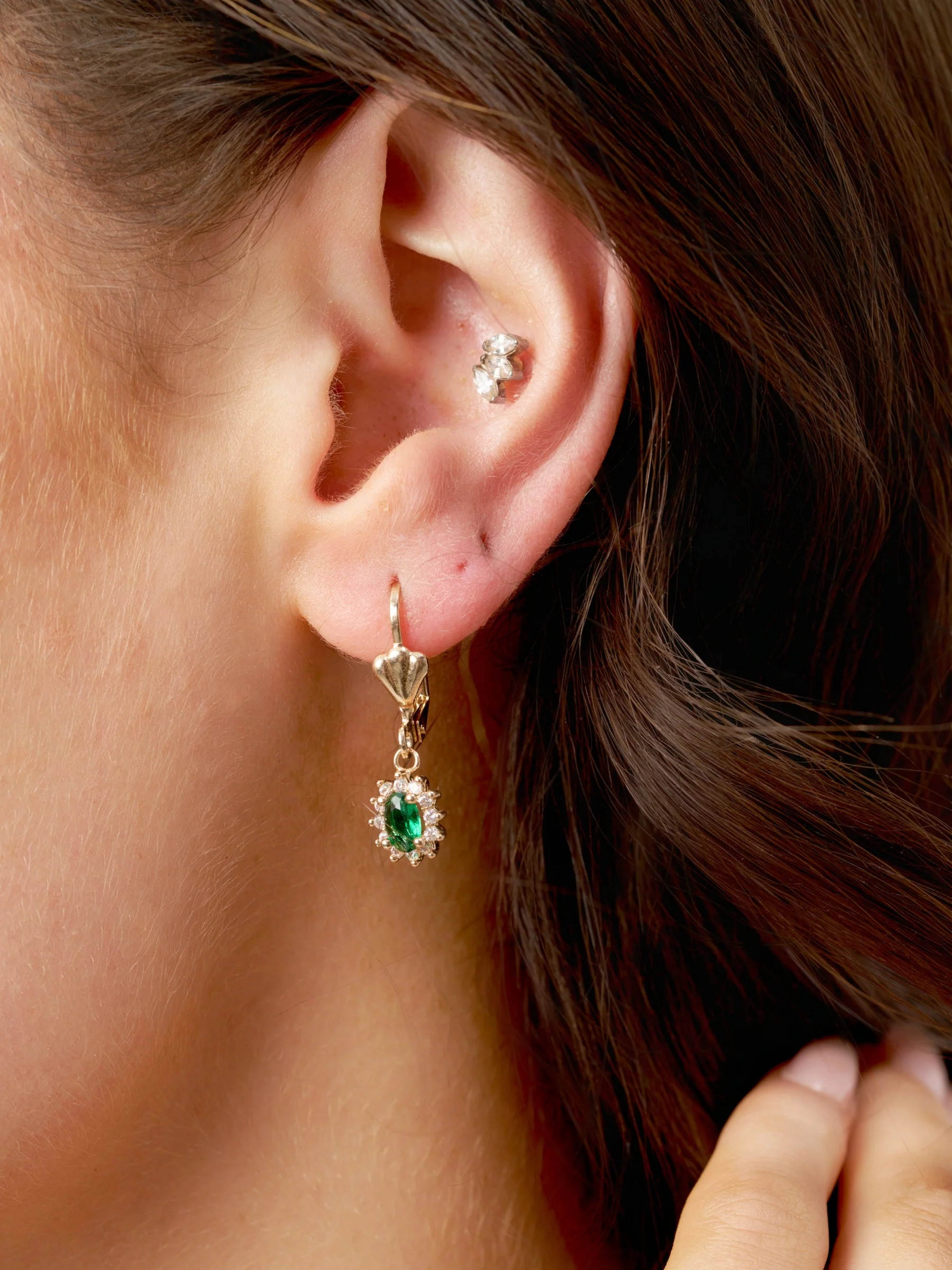 18ct Gold Plated Cluster Drop Earrings | Fleur - Image 9