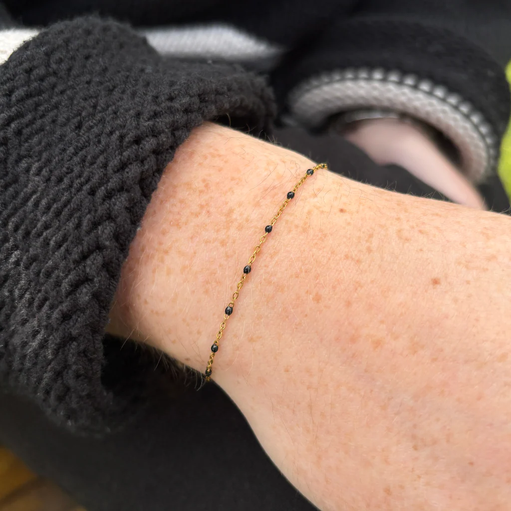 Steel Colour Beaded Chain Bracelet | Anartxy - Image 5