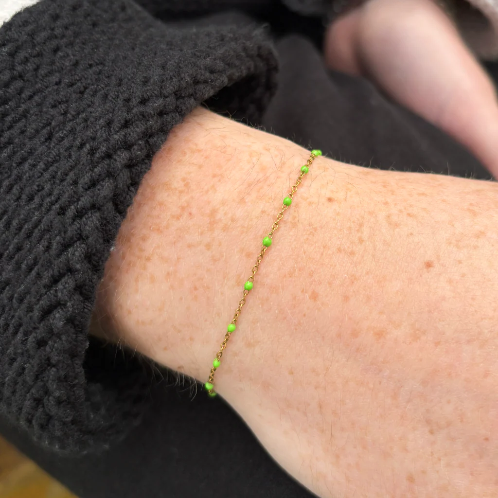 Steel Colour Beaded Chain Bracelet | Anartxy - Image 7