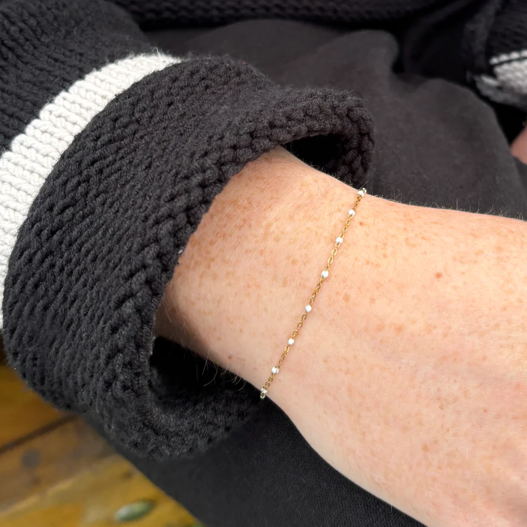 Steel Colour Beaded Chain Bracelet | Anartxy - Image 9
