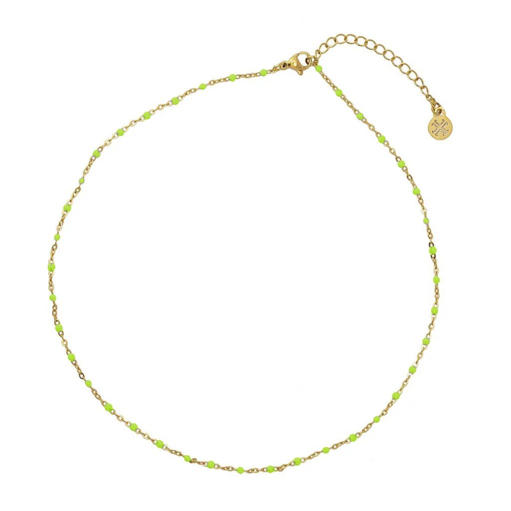 Steel Colour Beaded Chain Necklace | Anartxy - Image 7