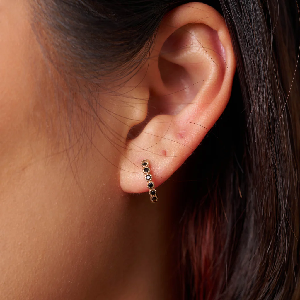 18ct Gold Plated Coloured Stone Huggie Earrings | Croix - Image 16