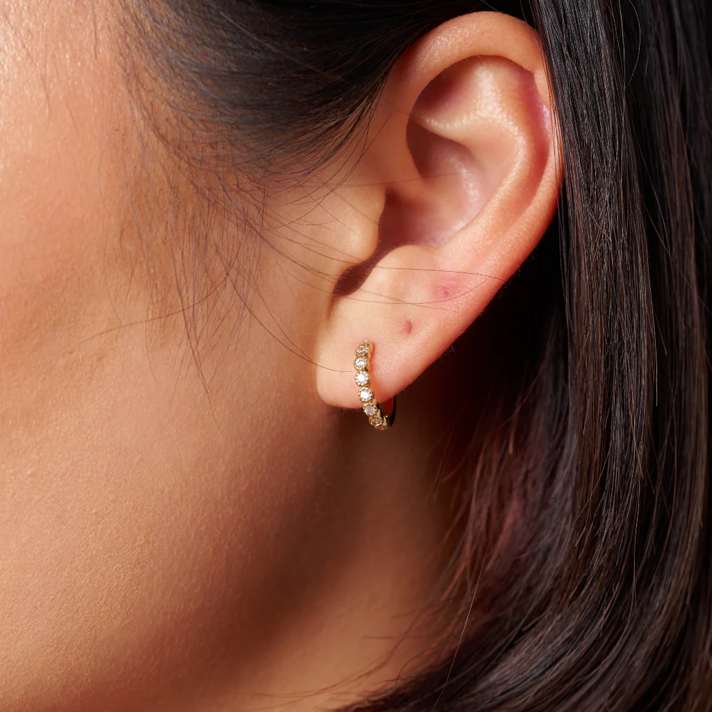 18ct Gold Plated Coloured Stone Huggie Earrings | Croix - Image 19