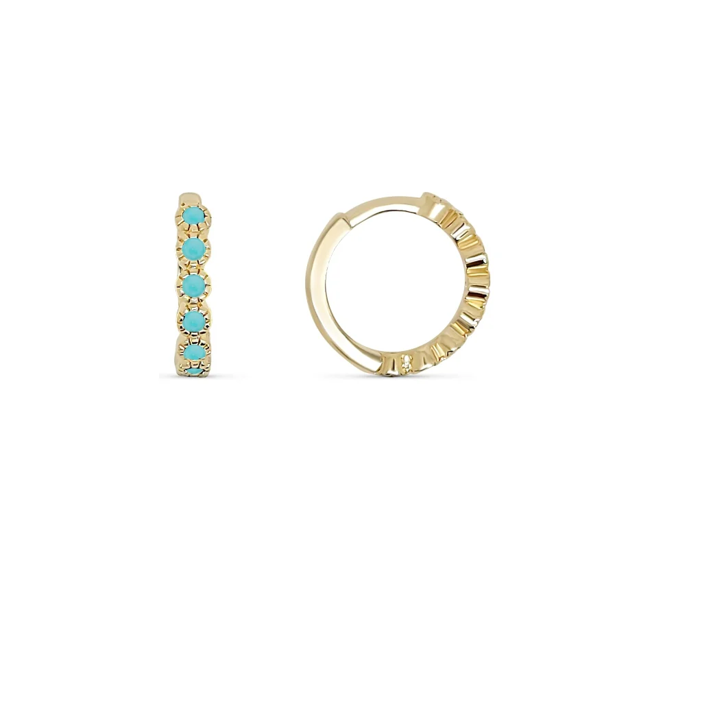 18ct Gold Plated Coloured Stone Huggie Earrings | Croix - Image 20