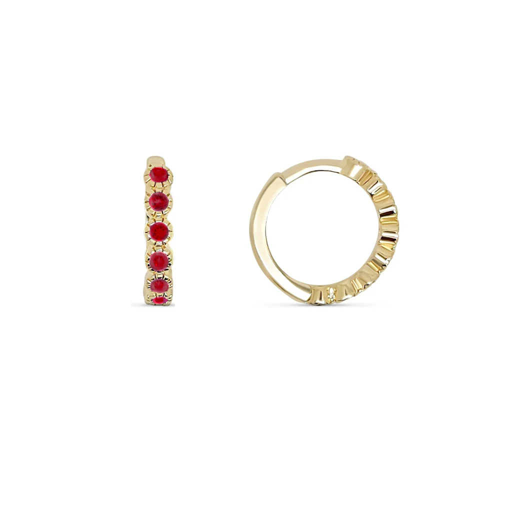 18ct Gold Plated Coloured Stone Huggie Earrings | Croix - Image 8