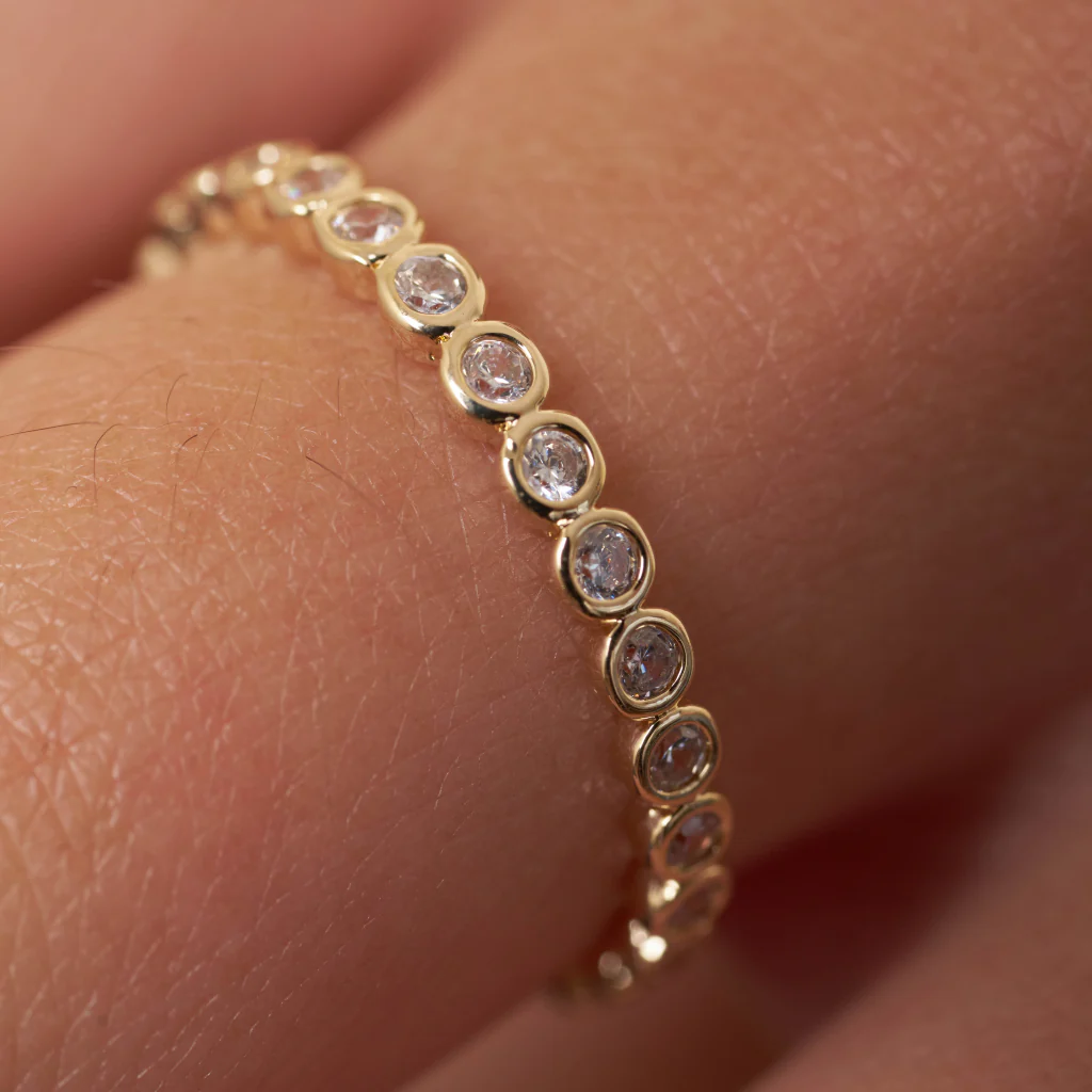 18ct Gold Plated Dainty Eternity Ring | Vernia - Image 5