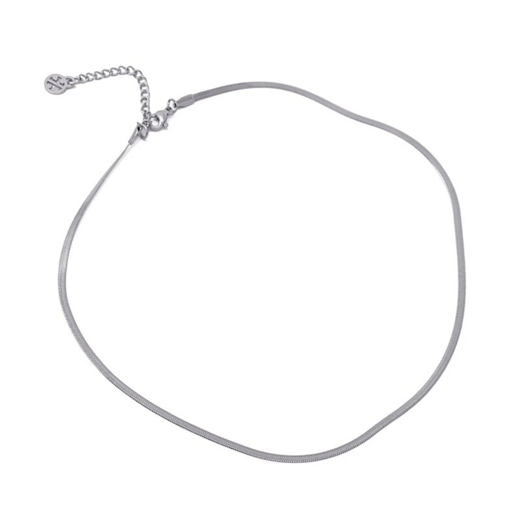 Steel Dainty Herringbone Chain Necklace | Anartxy - Image 5