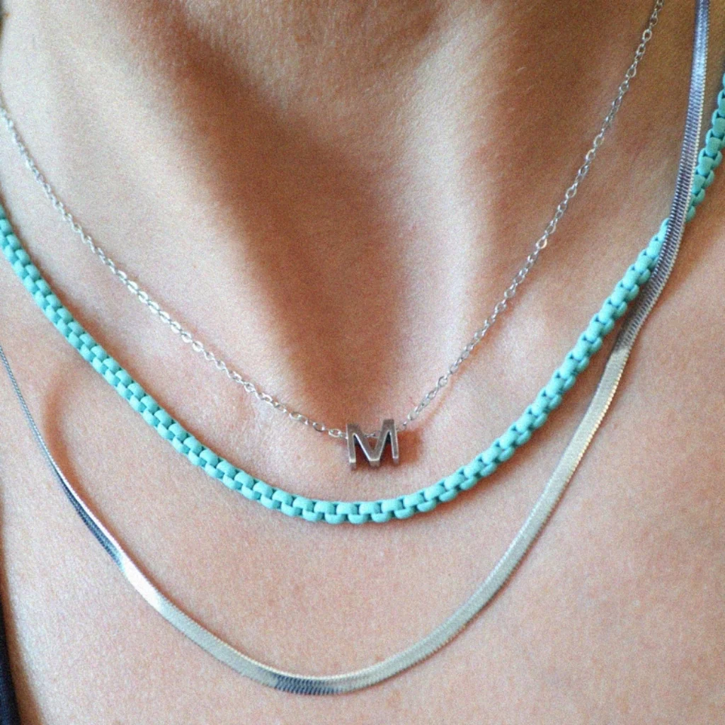 Steel Dainty Herringbone Chain Necklace | Anartxy - Image 6