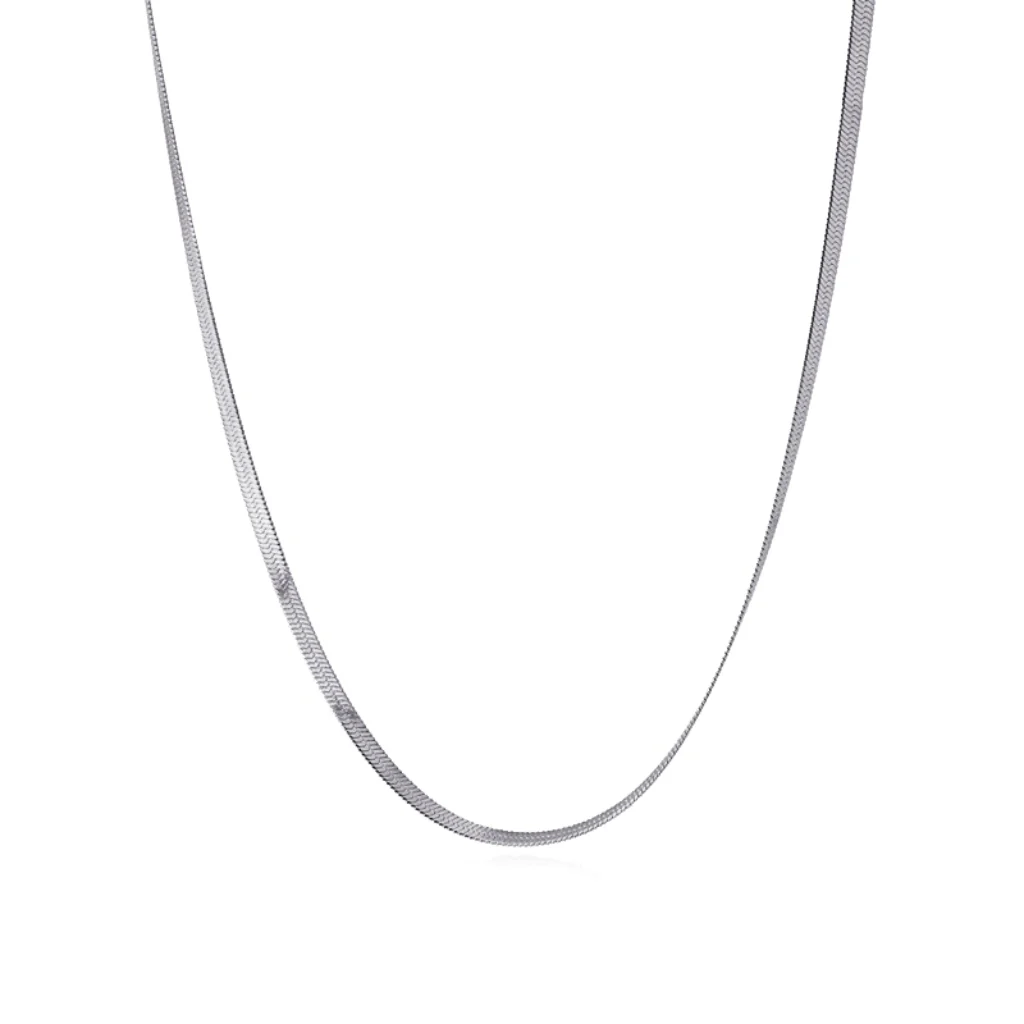 Steel Dainty Herringbone Chain Necklace | Anartxy - Image 9