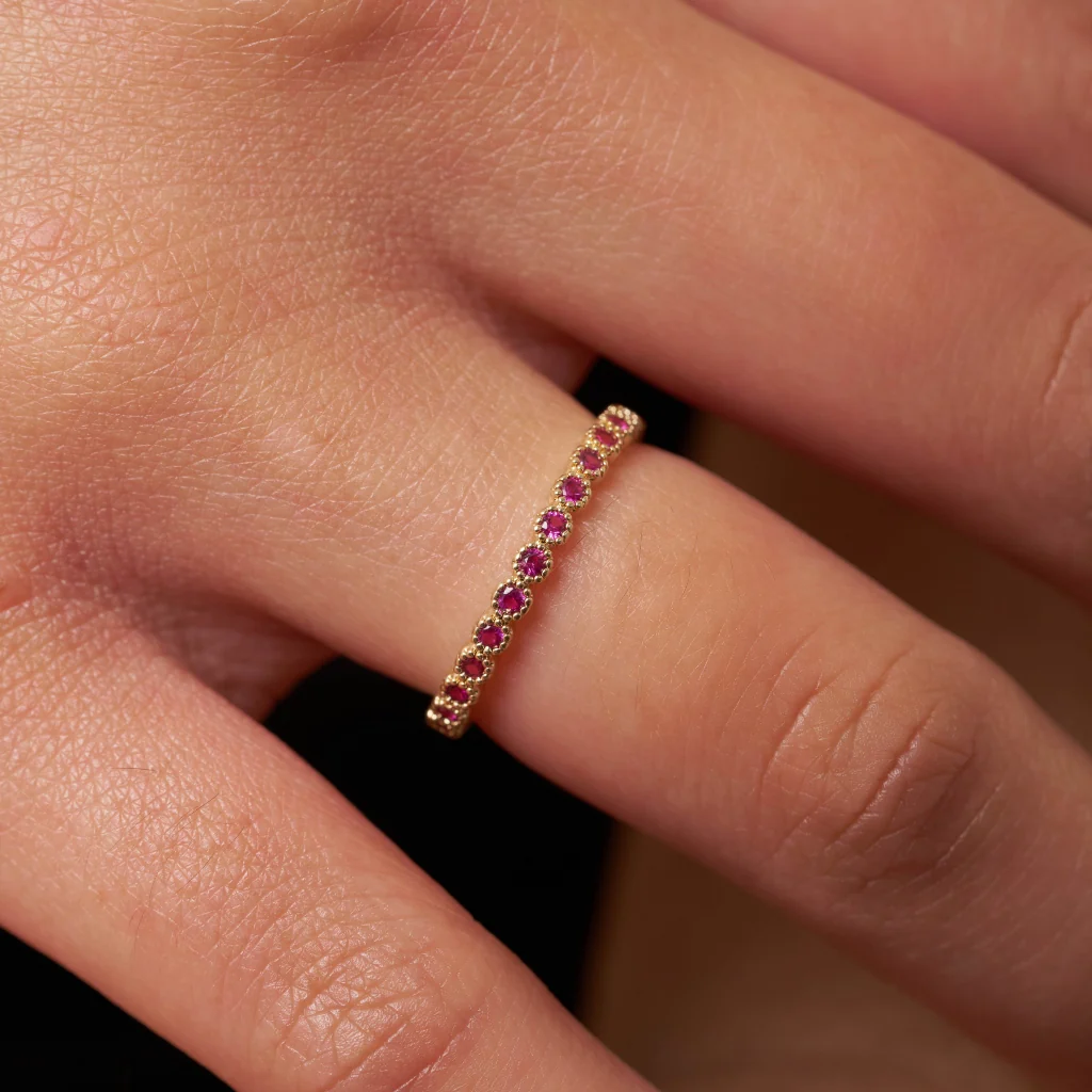 18ct Gold Plated Delicate Coloured Stone Eternity Ring | Lassia - Image 10