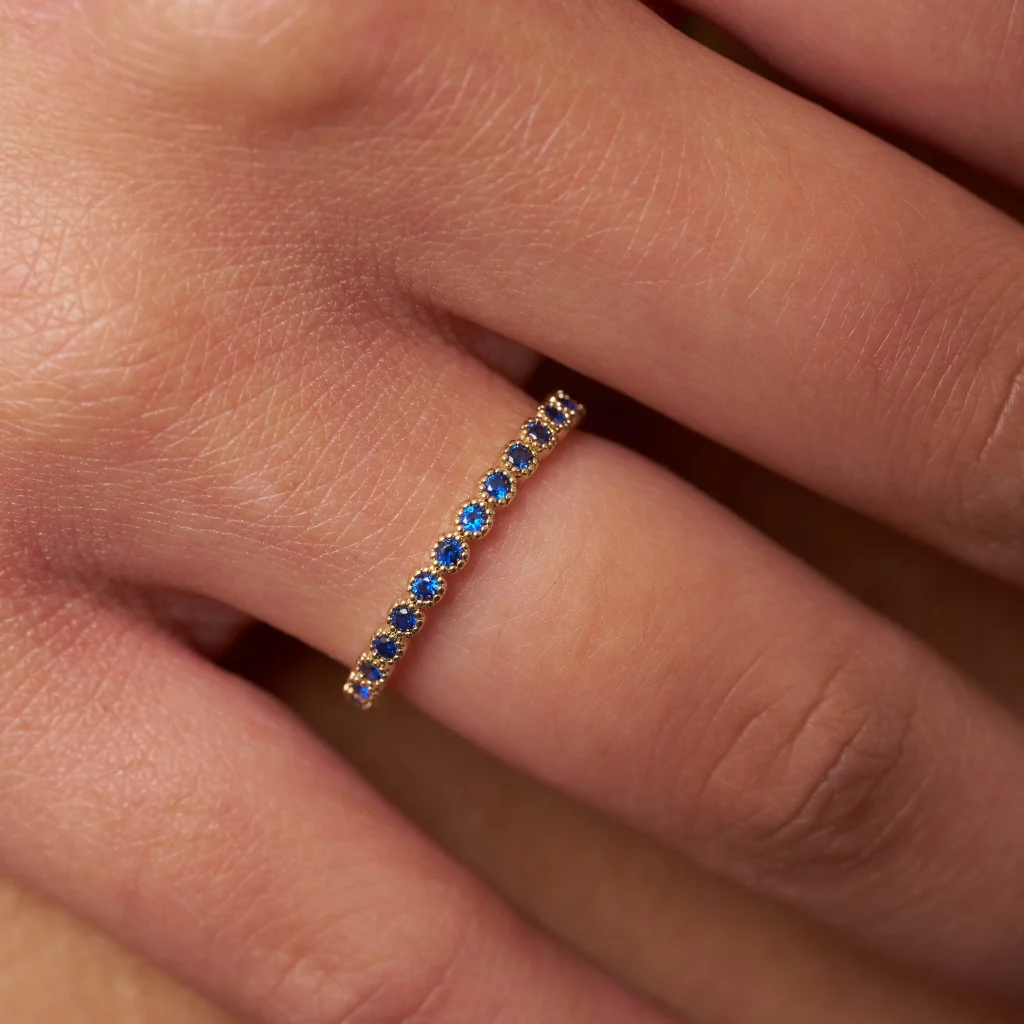 18ct Gold Plated Delicate Coloured Stone Eternity Ring | Lassia - Image 3