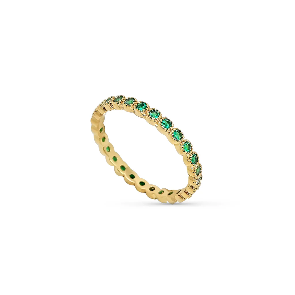 18ct Gold Plated Delicate Coloured Stone Eternity Ring | Lassia - Image 4