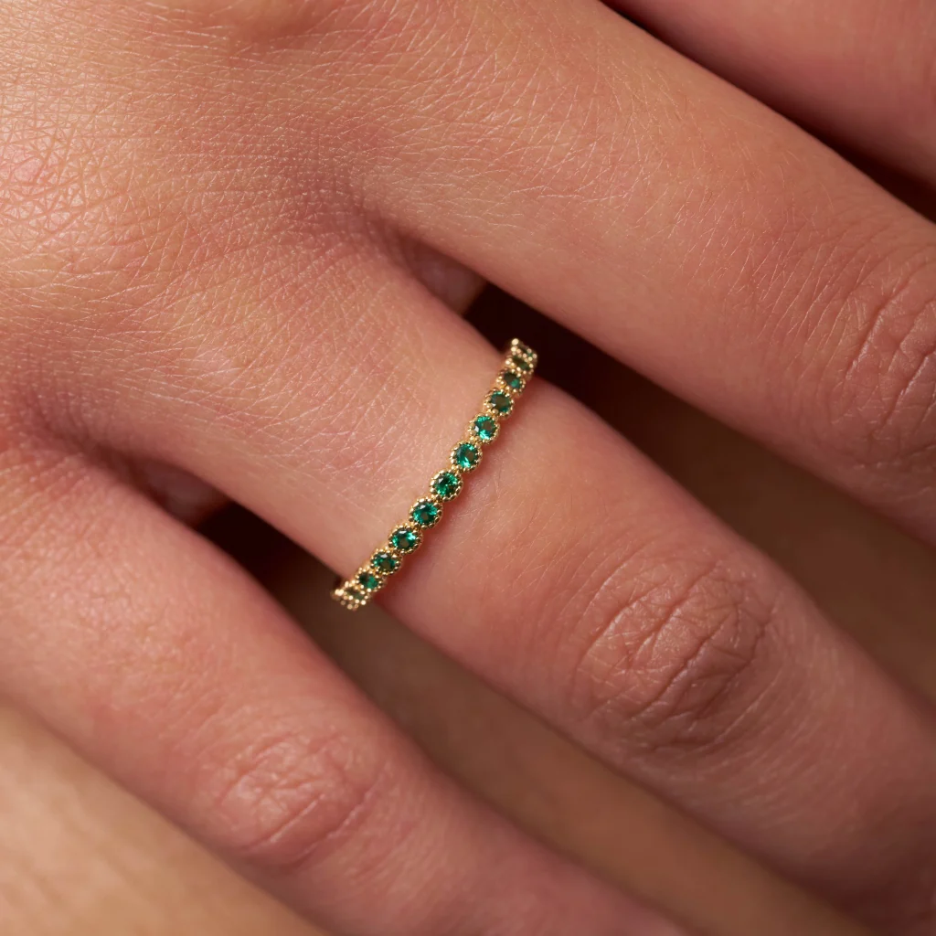 18ct Gold Plated Delicate Coloured Stone Eternity Ring | Lassia - Image 6