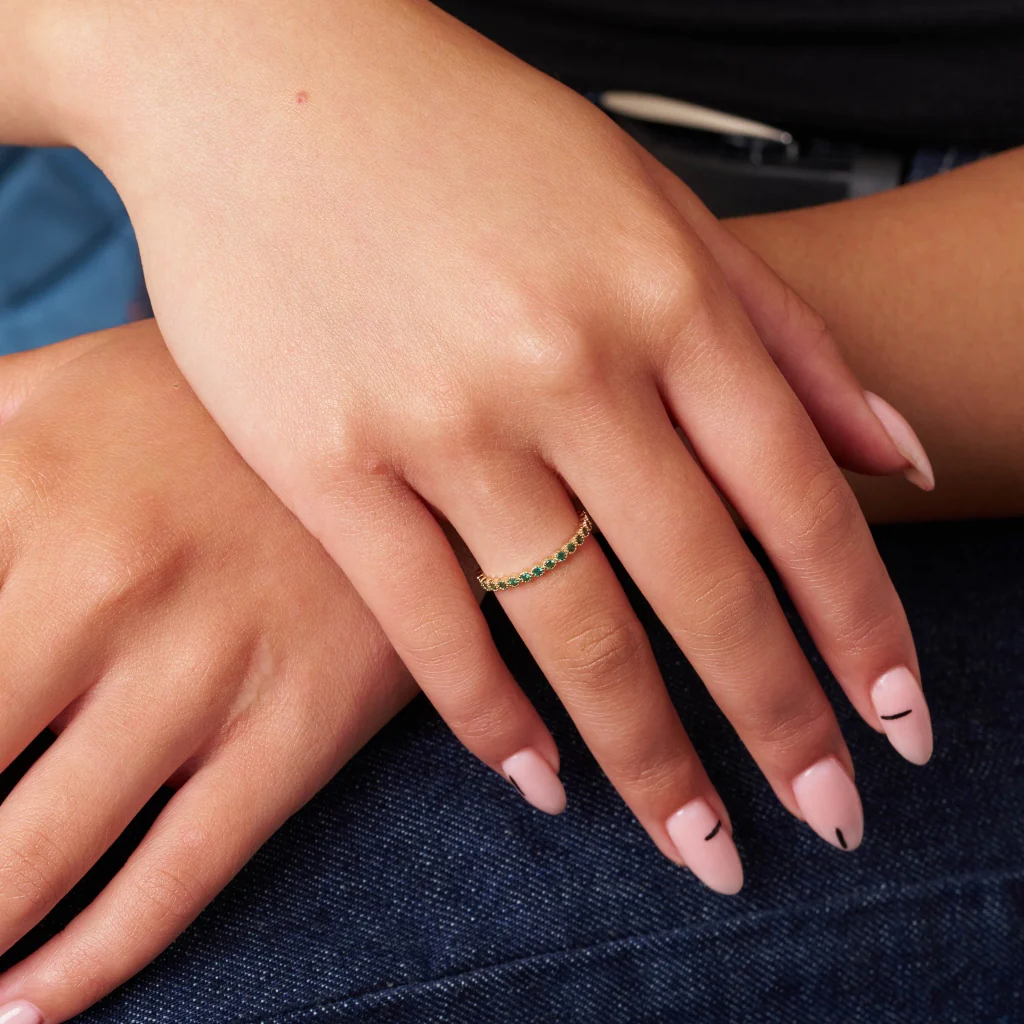 18ct Gold Plated Delicate Coloured Stone Eternity Ring | Lassia - Image 7