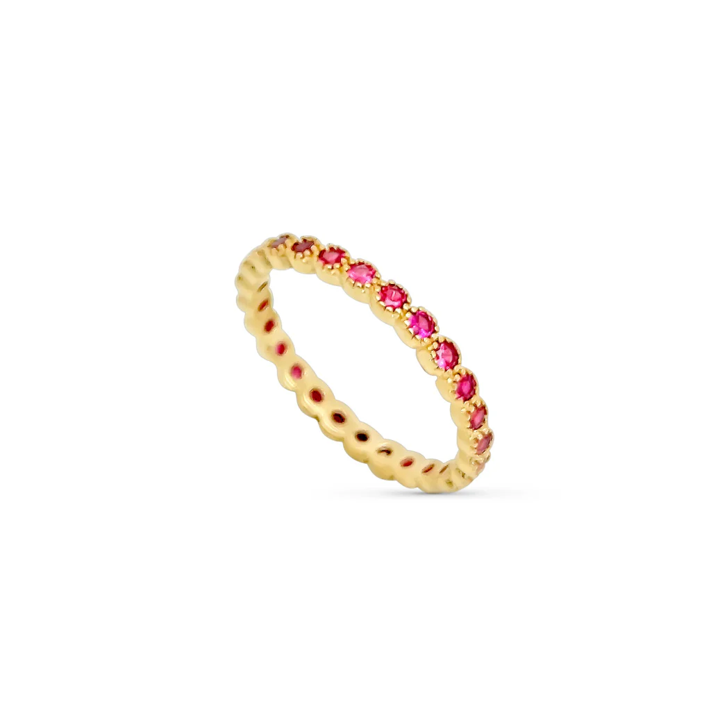 18ct Gold Plated Delicate Coloured Stone Eternity Ring | Lassia - Image 8