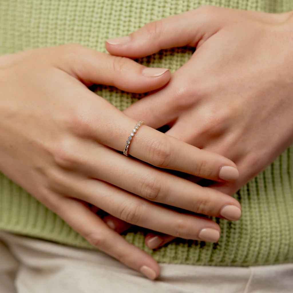 18ct Gold Plated Delicate Eternity Ring | Vermio - Image 10