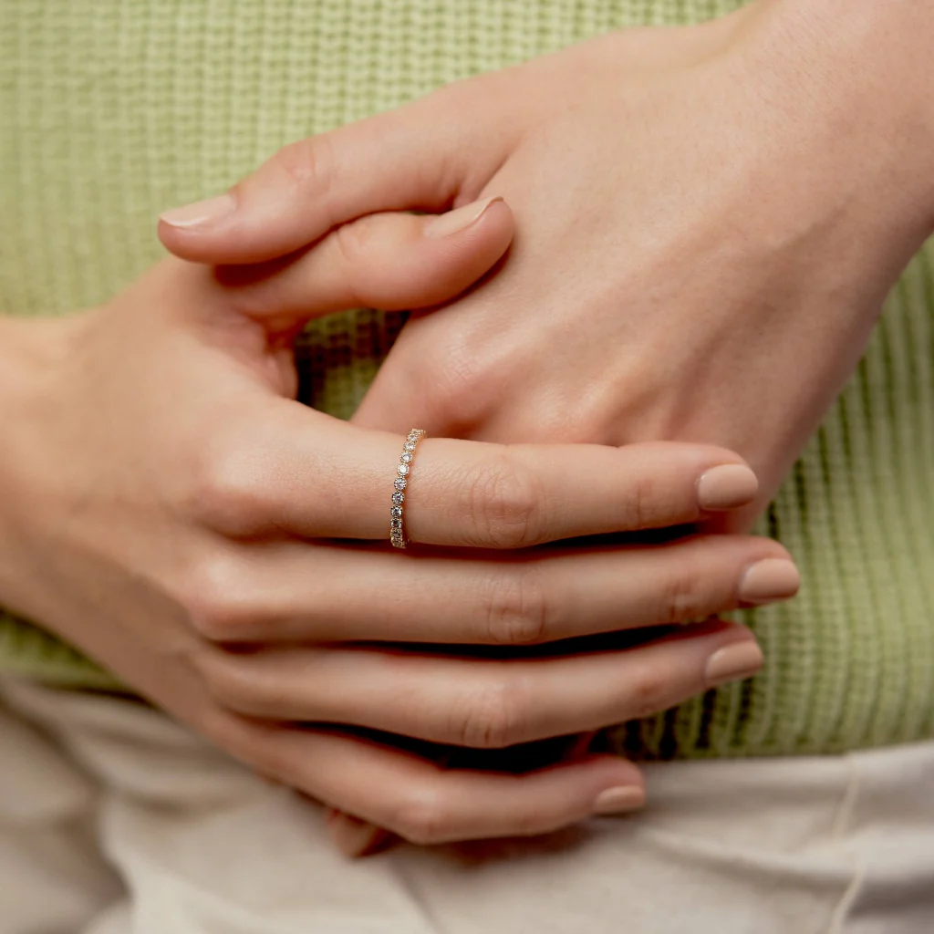 18ct Gold Plated Delicate Eternity Ring | Vermio - Image 11