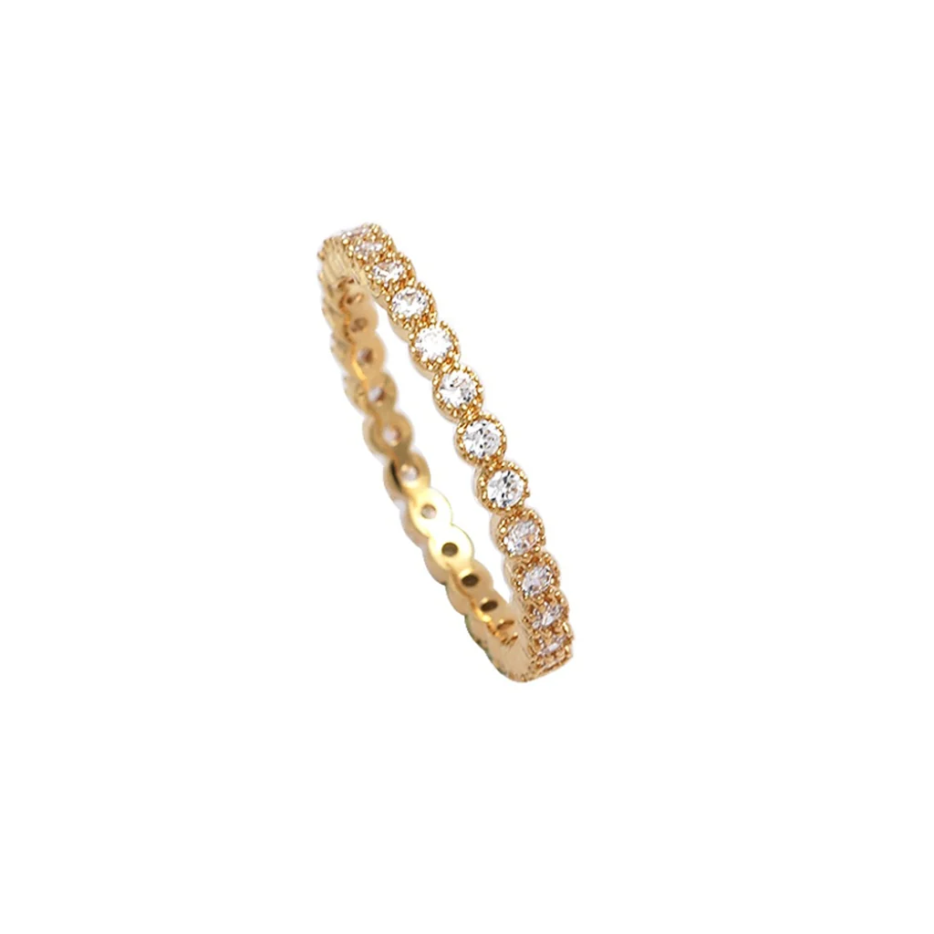 18ct Gold Plated Delicate Eternity Ring | Vermio - Image 8