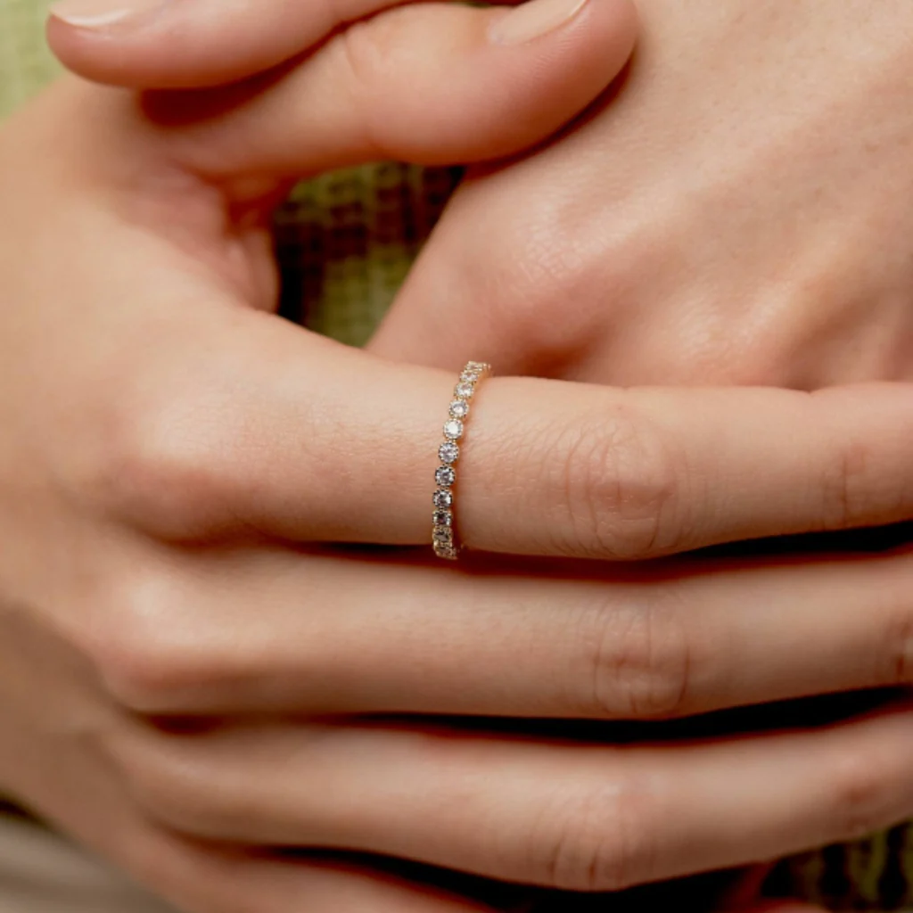 18ct Gold Plated Delicate Eternity Ring | Vermio - Image 9