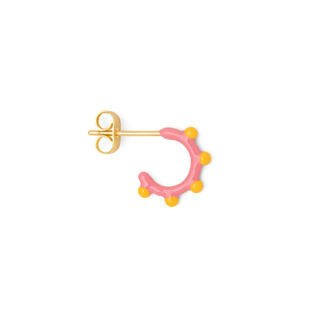 Gold Enamel Colour Single Hoop Earring | Dot | Lulu Copenhagen - Image 6