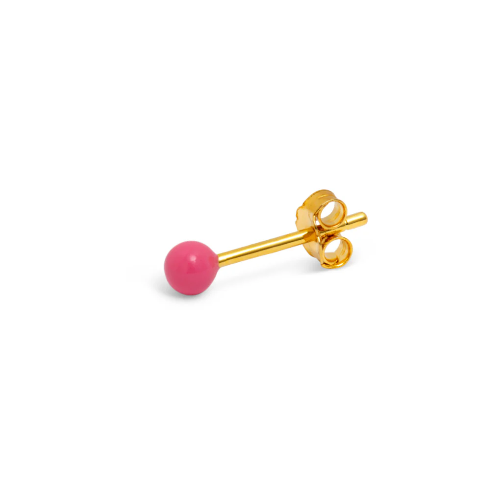Gold Enamel Coloured Ball Single Stud Earring | Lulu Copenhagen - Image 5