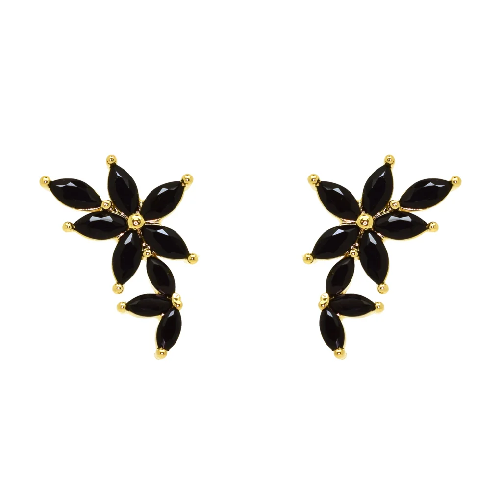 18ct Gold Plated Floral Climber Stud Earrings | Seine