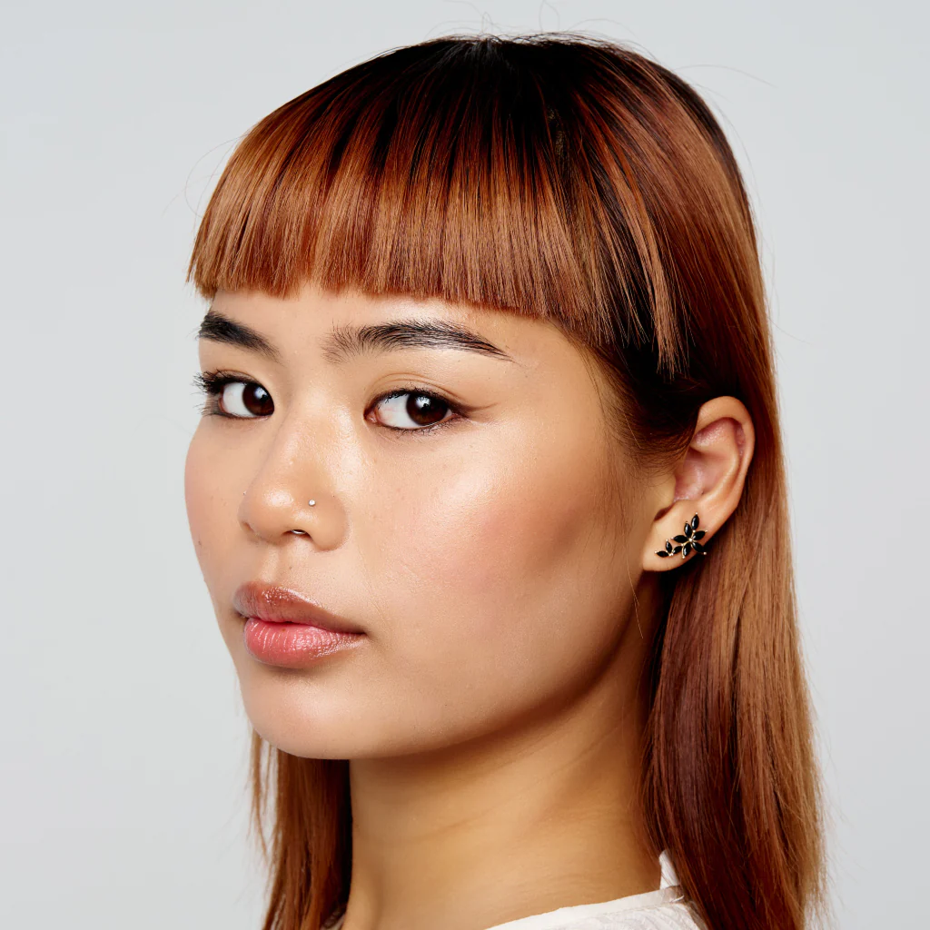 18ct Gold Plated Floral Climber Stud Earrings | Seine - Image 2