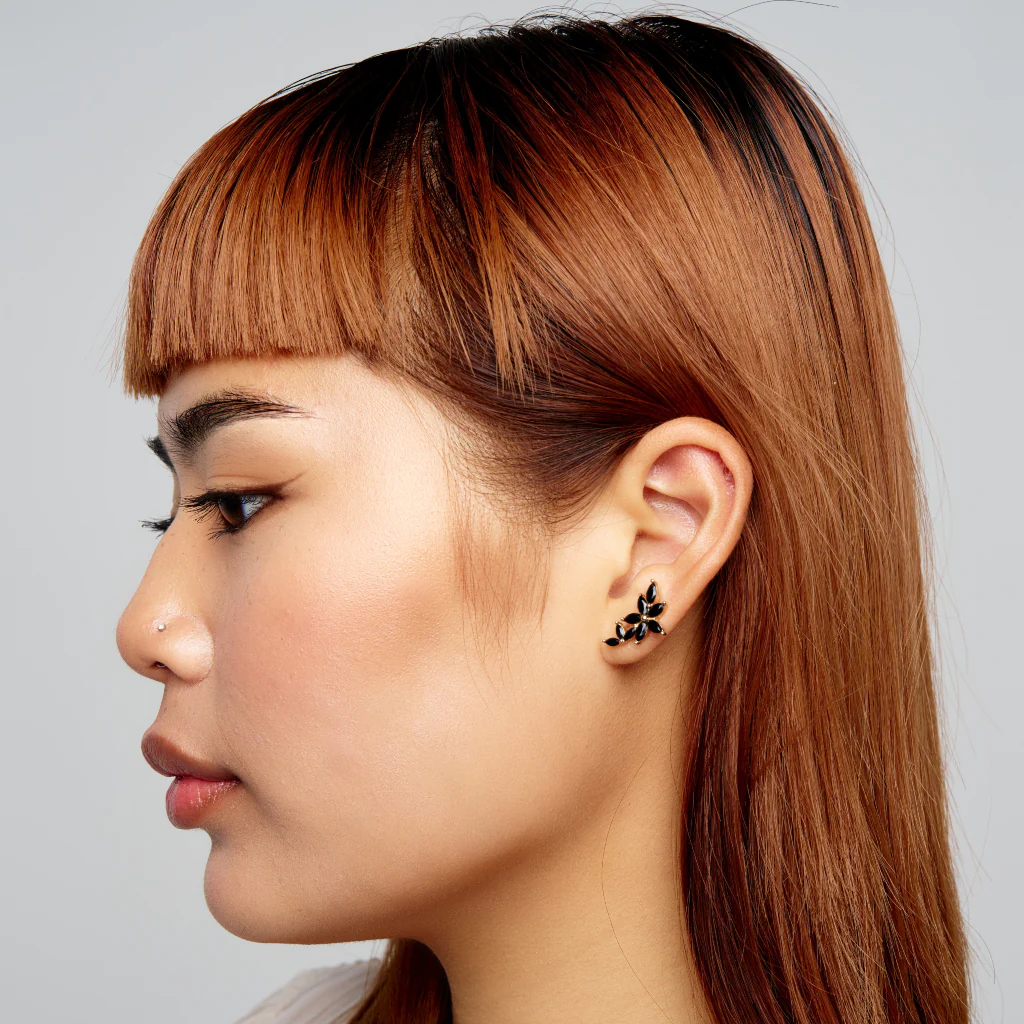 18ct Gold Plated Floral Climber Stud Earrings | Seine - Image 4