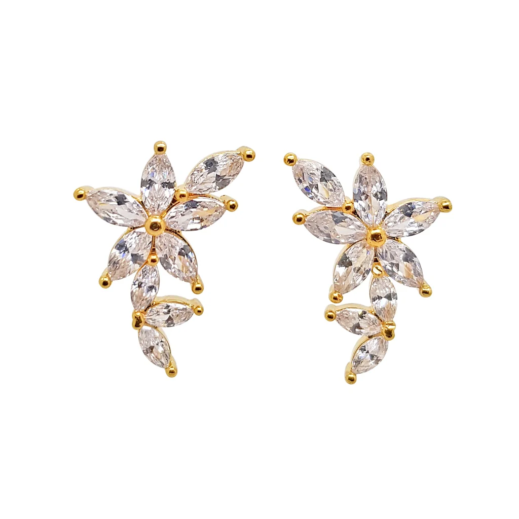 18ct Gold Plated Floral Climber Stud Earrings | Seine - Image 5