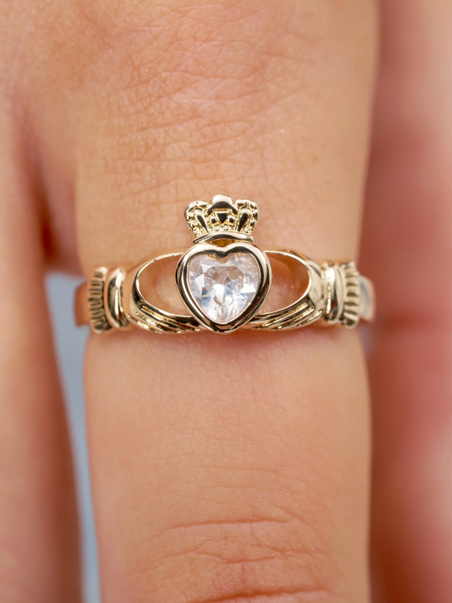 18ct Gold Plated Gemstone Claddagh Ring | Riona - Image 3