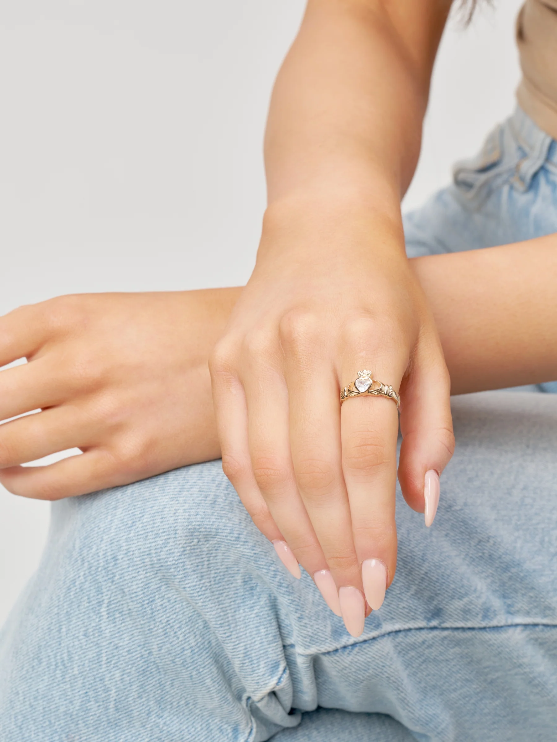 18ct Gold Plated Gemstone Claddagh Ring | Riona - Image 4