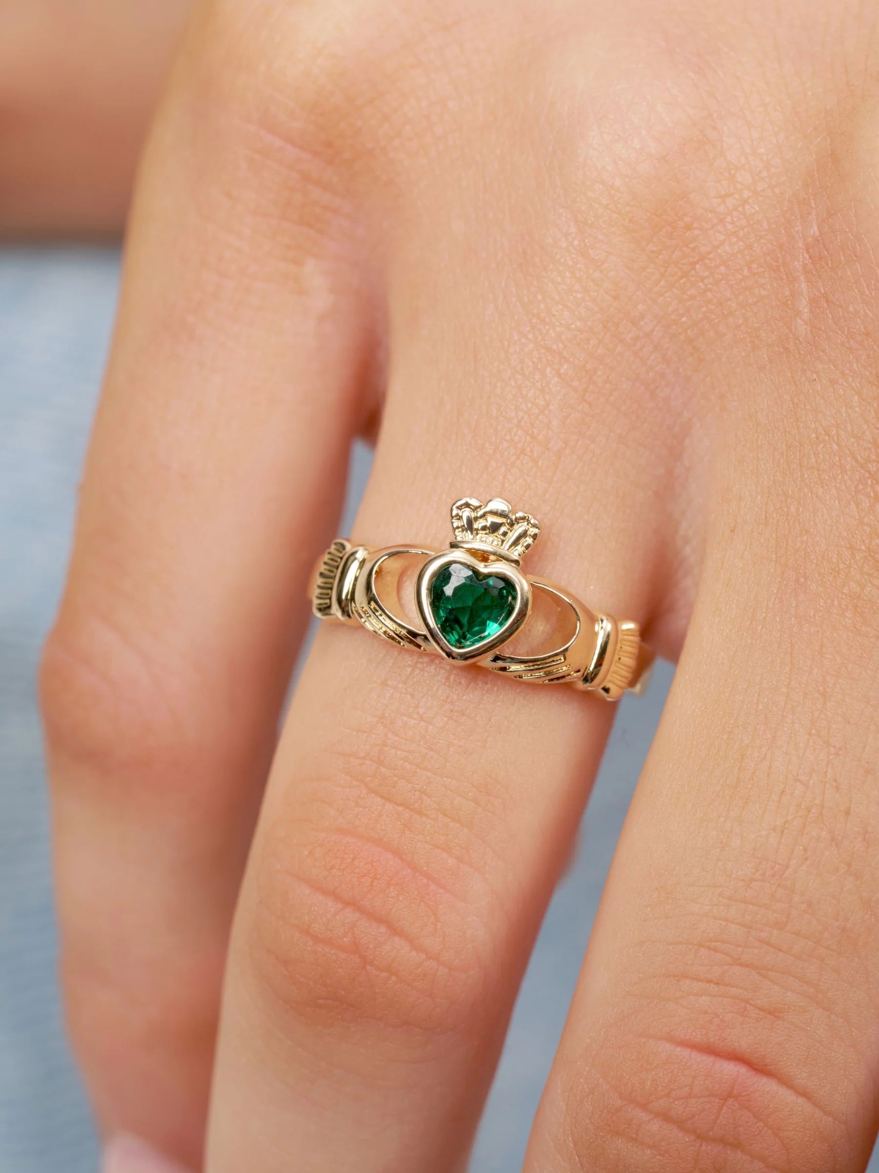 18ct Gold Plated Gemstone Claddagh Ring | Riona - Image 9