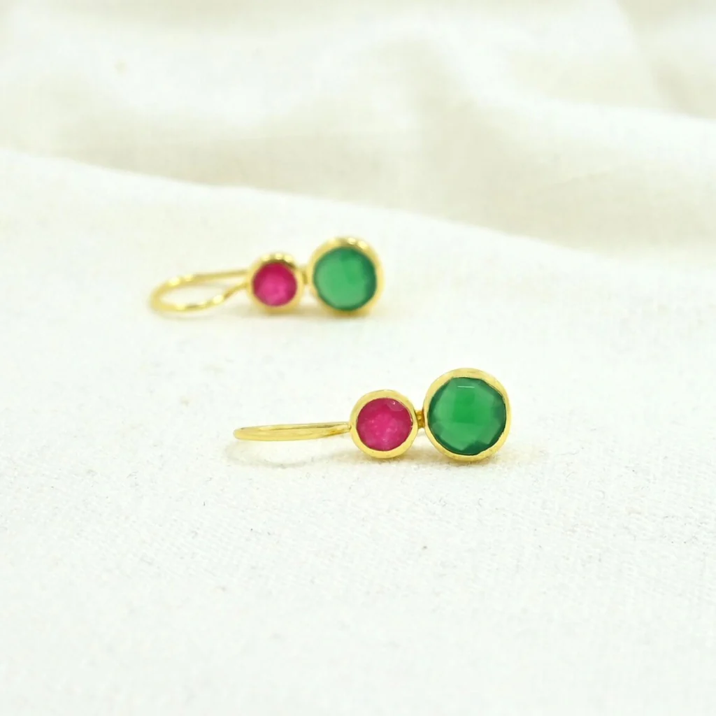 Gold Gemstone Drop Earrings | Delphine | Noyre - Image 11