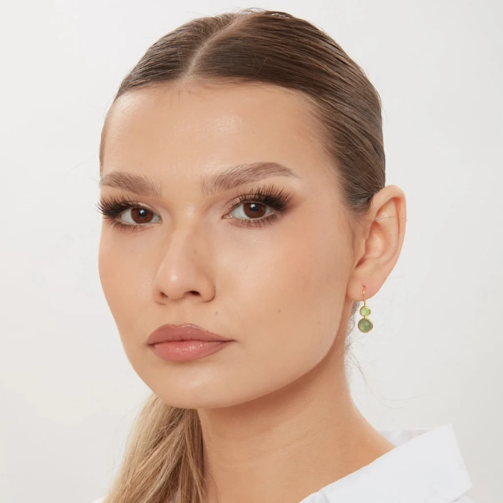 Gold Gemstone Drop Earrings | Delphine | Noyre - Image 14