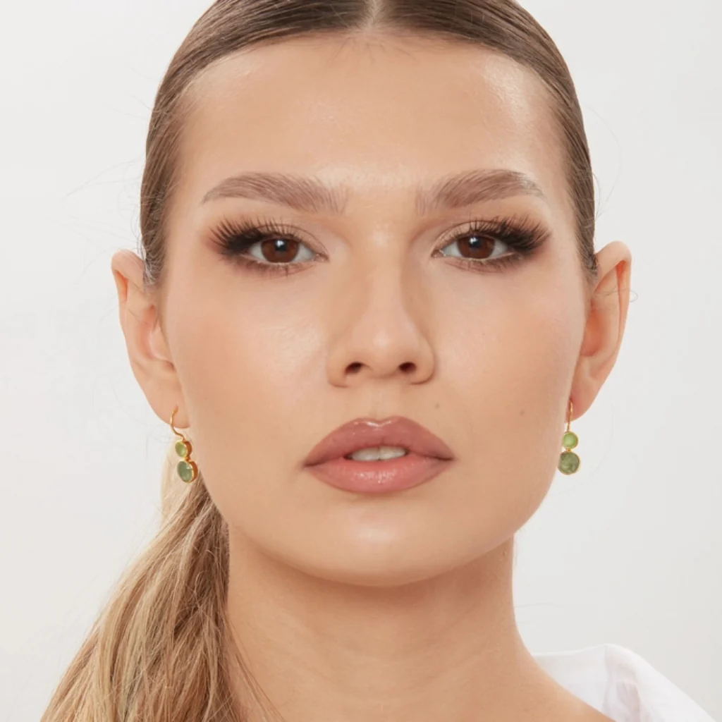 Gold Gemstone Drop Earrings | Delphine | Noyre - Image 15