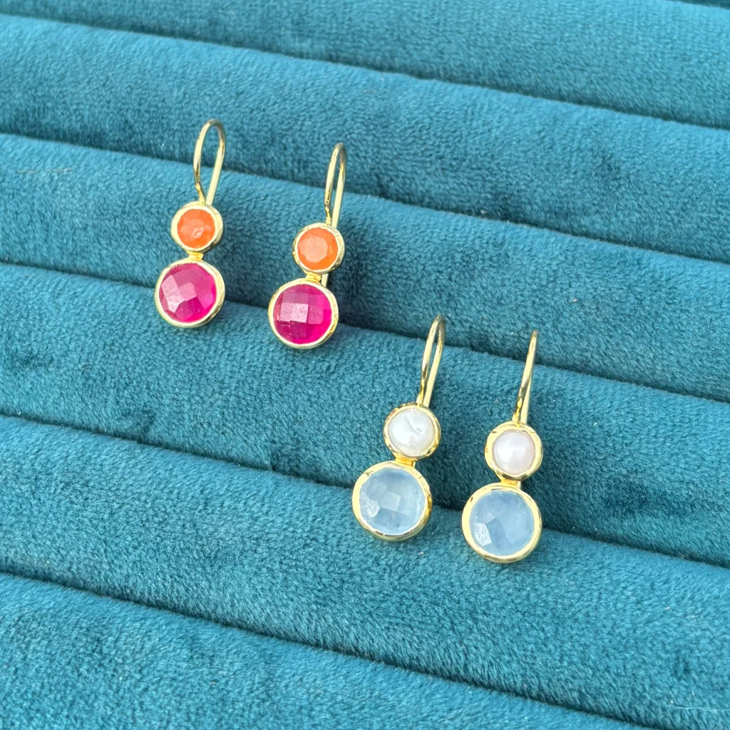 Gold Gemstone Drop Earrings | Delphine | Noyre - Image 18