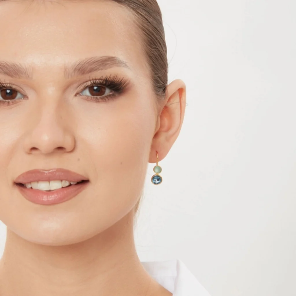 Gold Gemstone Drop Earrings | Delphine | Noyre - Image 20
