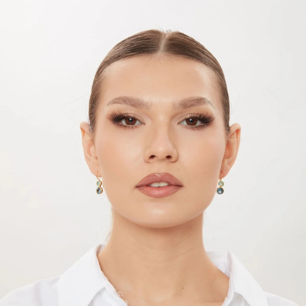 Gold Gemstone Drop Earrings | Delphine | Noyre - Image 22