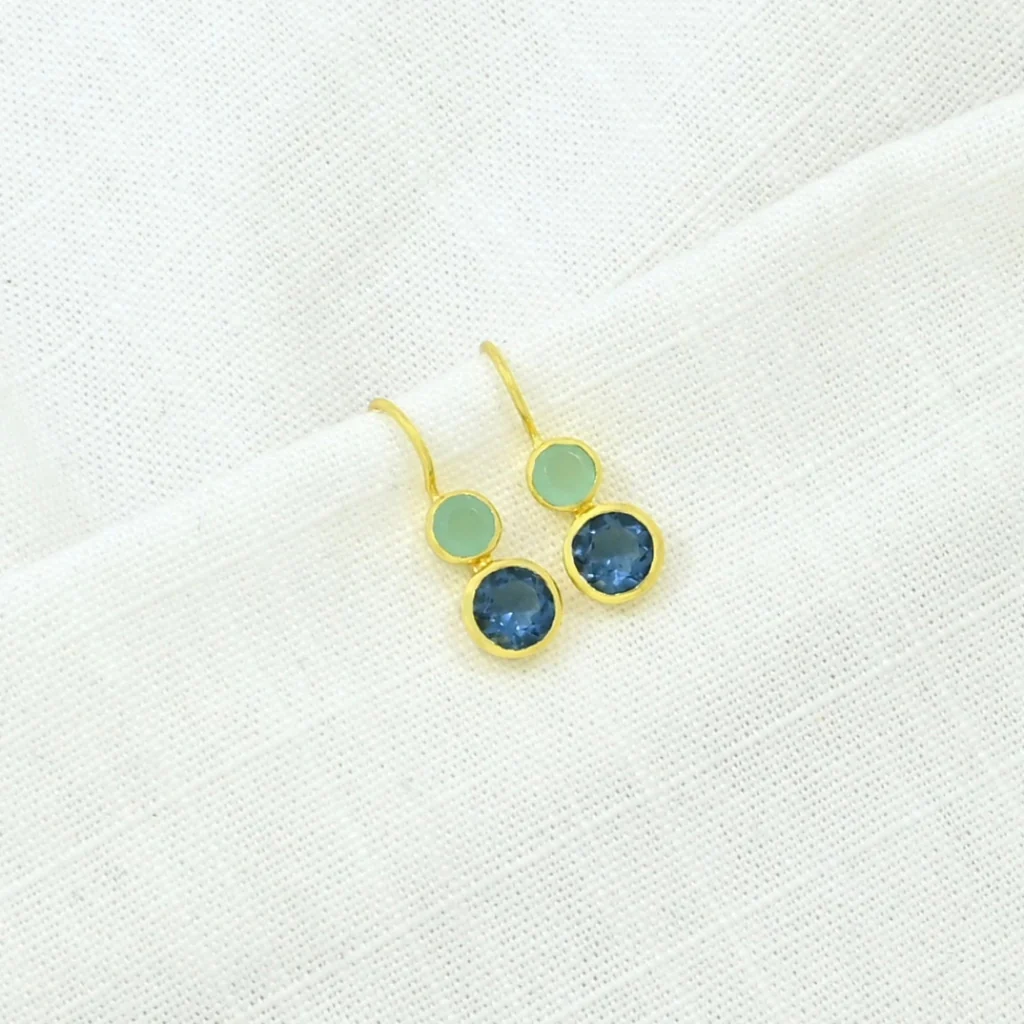 Gold Gemstone Drop Earrings | Delphine | Noyre - Image 23