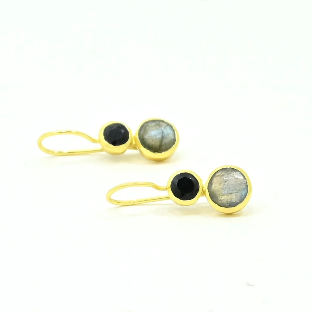 Gold Gemstone Drop Earrings | Delphine | Noyre - Image 24