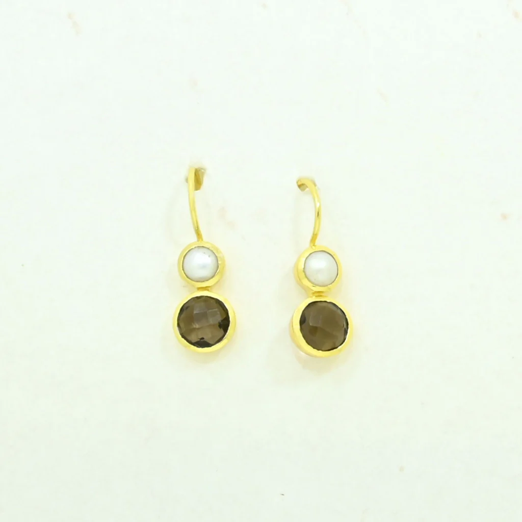 Gold Gemstone Drop Earrings | Delphine | Noyre - Image 25