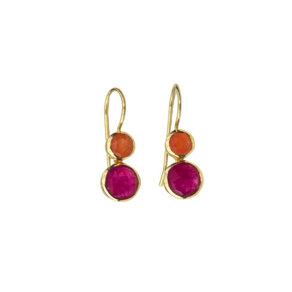 Gold Gemstone Drop Earrings | Delphine | Noyre - Image 6