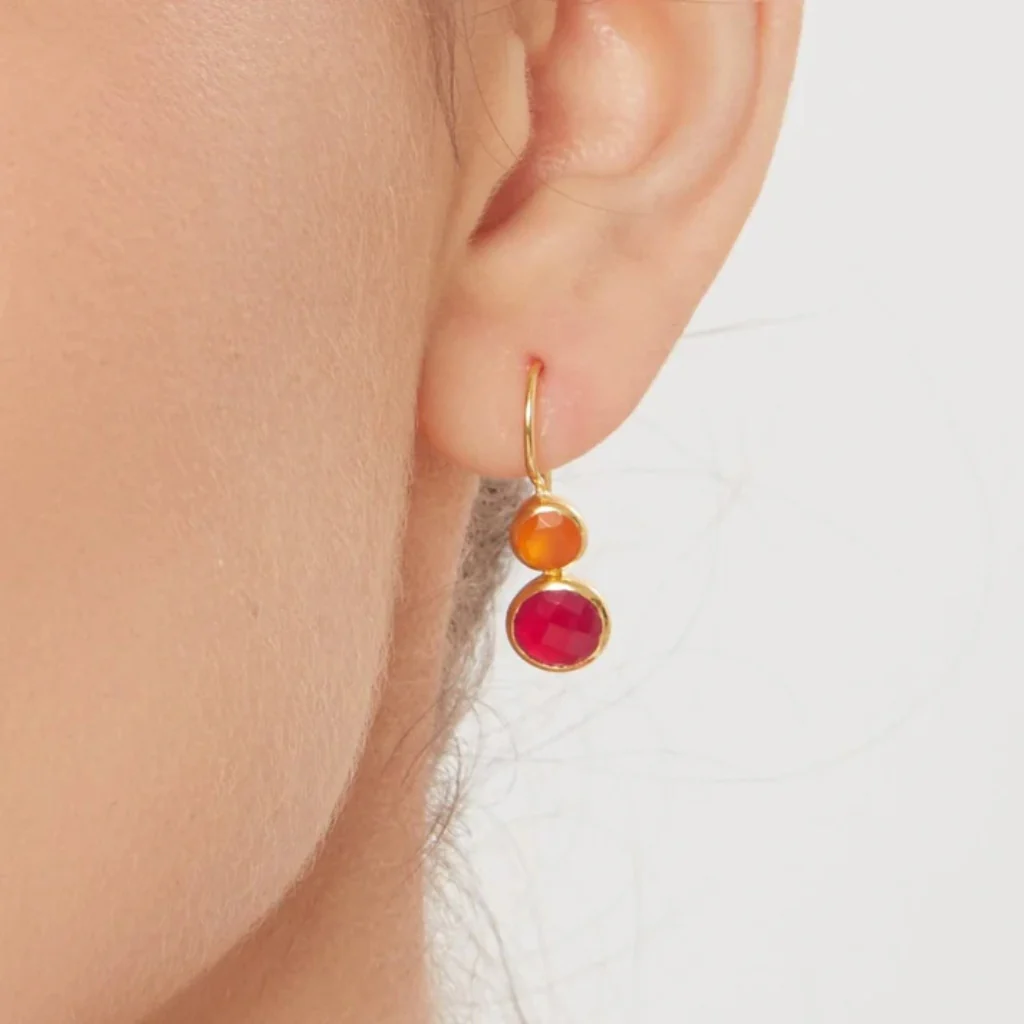 Gold Gemstone Drop Earrings | Delphine | Noyre - Image 7