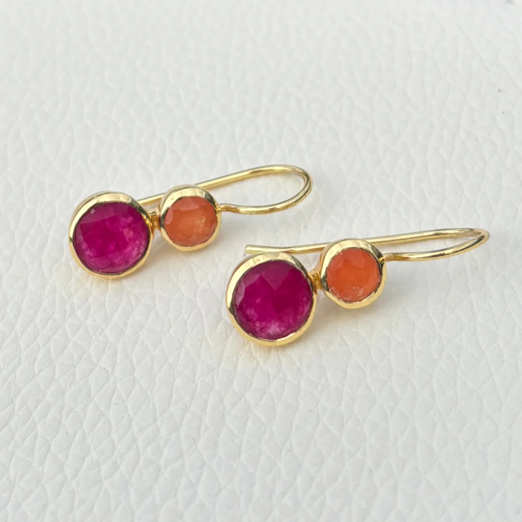 Gold Gemstone Drop Earrings | Delphine | Noyre - Image 8
