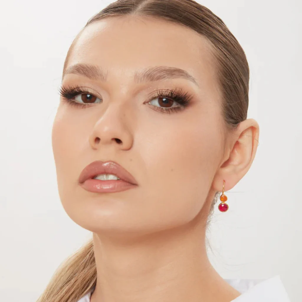 Gold Gemstone Drop Earrings | Delphine | Noyre - Image 9